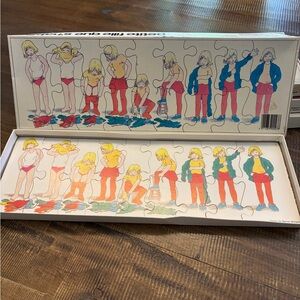 RARE 1982 Toddler Large Wooden Puzzle “Getting Dressed” Girl by Jan Omerod 9pc